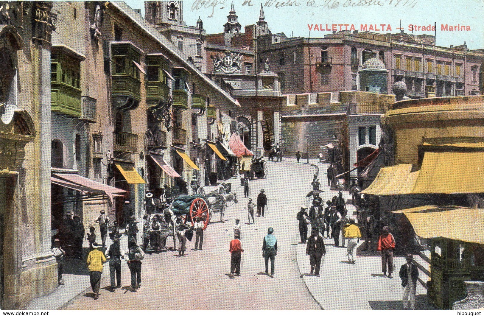 CPA, Malte, Valetta, Strada Marina, Colorisée, Animée - Malta