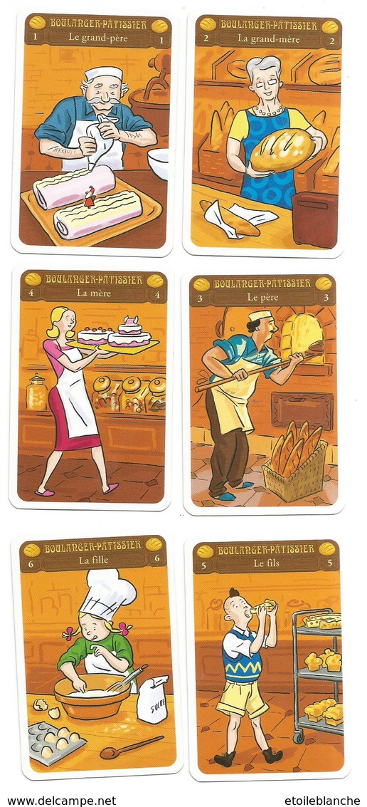 Métier, Boulanger Pâtissier - Dessins, Commerce, Pain, Gateaux - 6 Cartes Illustrées, Enfants - Jeu 7 Familles - Autres & Non Classés