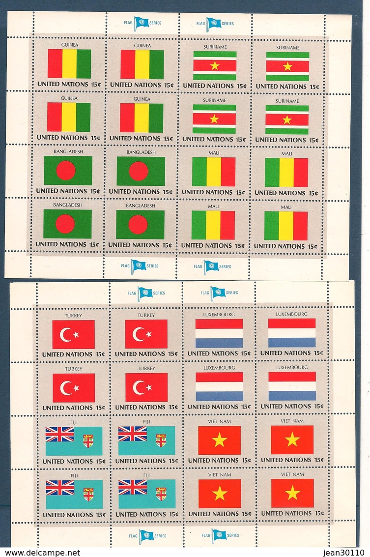 NATIONS UNIES Année 1980 N°Y/T : 316/331** ( 4 Feuilles) Côte : 48,00 € - Unused Stamps