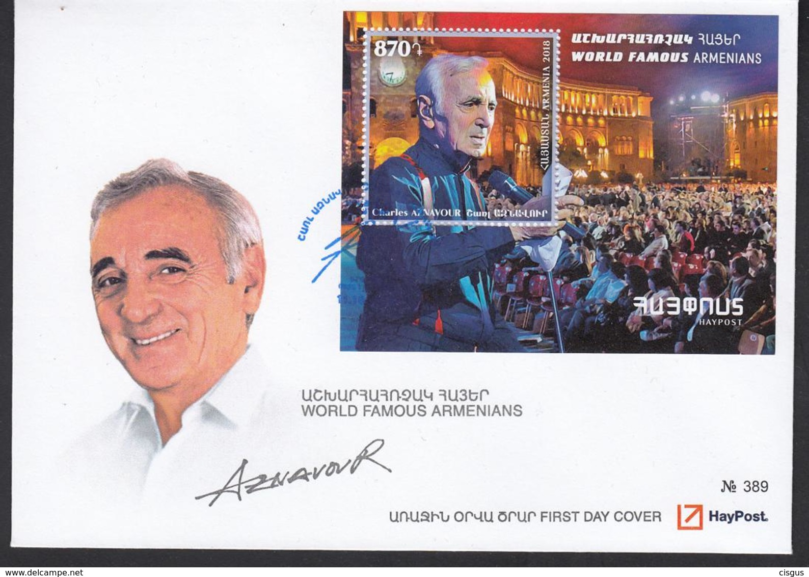 Armenia Armenien MNH** 2018 Charles Aznavour  Mi 1076 Bl.93 FDC SALE - Armenien
