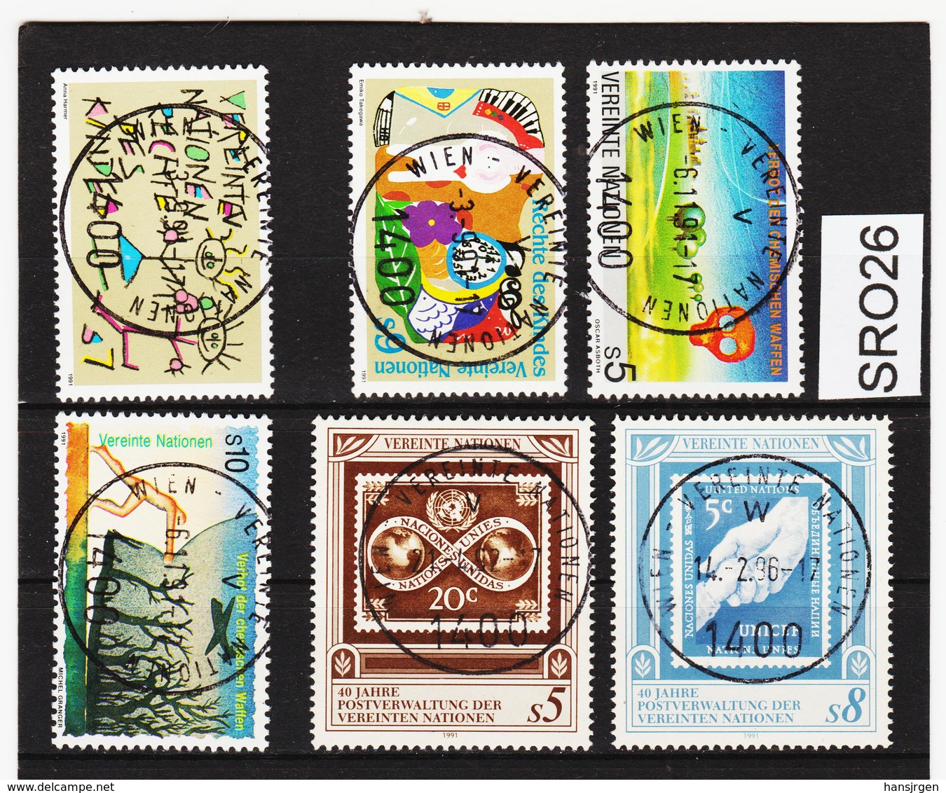 SRO26 VEREINTE NATIONEN UNO WIEN 1991 Michl 117/22 Used / Gestempelt - Used Stamps