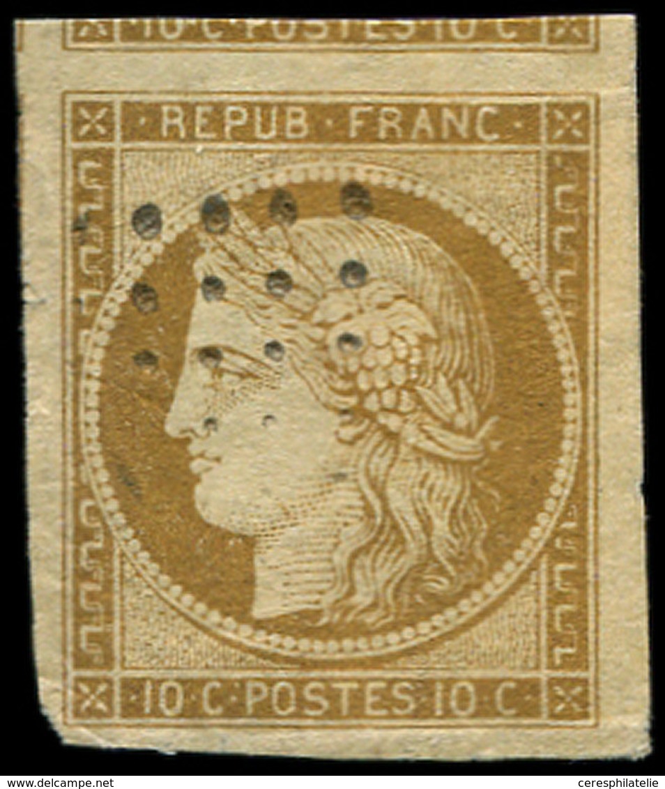 EMISSION DE 1849 - 1    10c. Bistre-jaune, Obl. Légère, Petite Froissure Mais Marges énormes, Aspect TTB - 1849-1850 Cérès