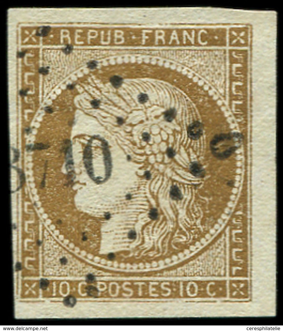EMISSION DE 1849 - 1a   10c. Bistre-brun, Obl. PC 3710 D'ALGER, Nuance Soutenue Et 3 Grandes Marges, TTB/Superbe - 1849-1850 Cérès