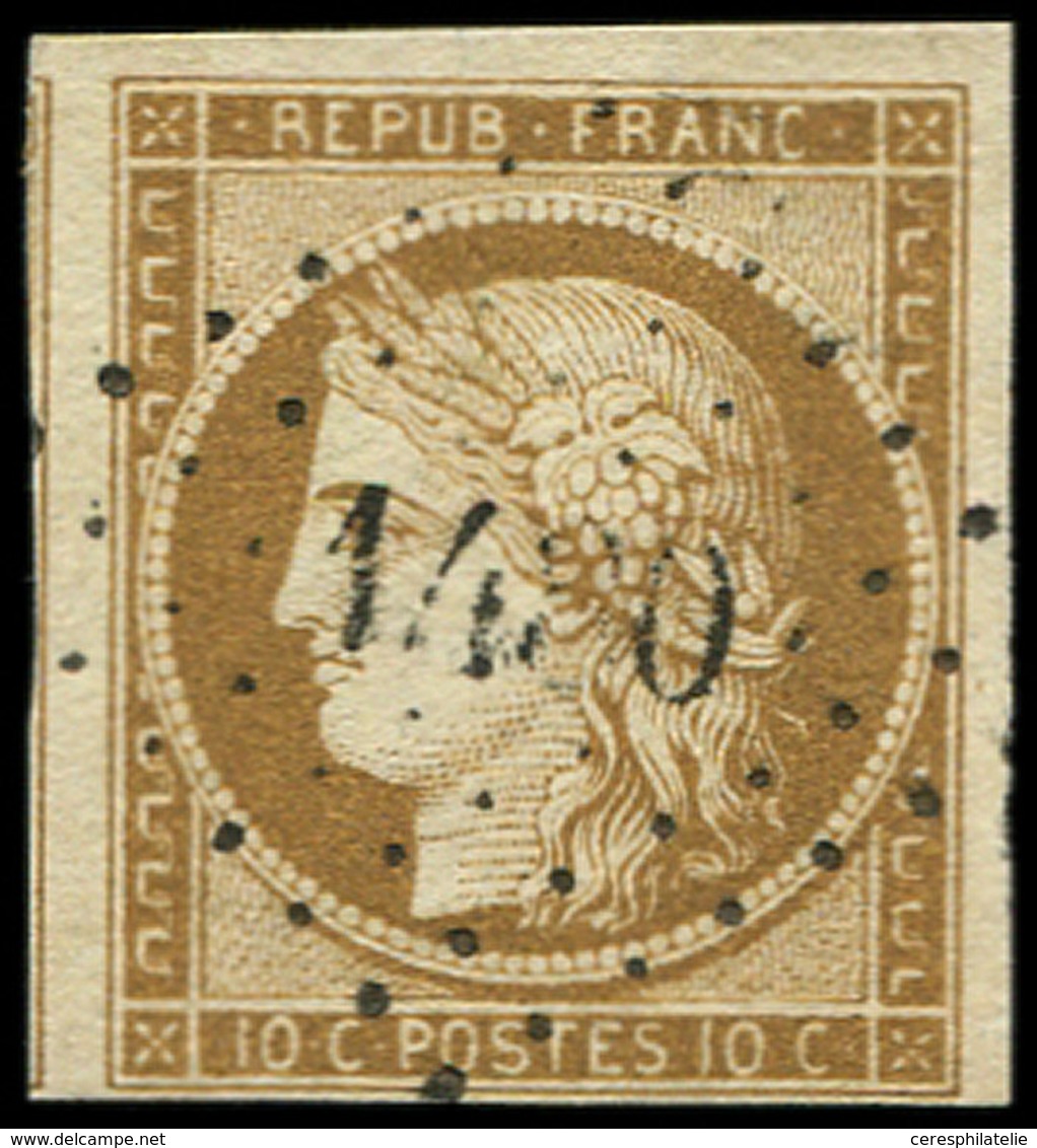 EMISSION DE 1849 - 1a   10c. Bistre-brun, Obl. PC 1480, 3 Grandes Marges, Filet De Voisin à Gauche, TTB - 1849-1850 Ceres