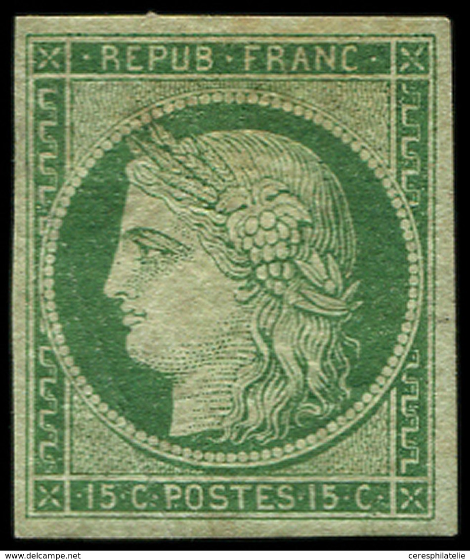 * EMISSION DE 1849 - 2    15c. Vert, Pli, Aspect TB - 1849-1850 Ceres