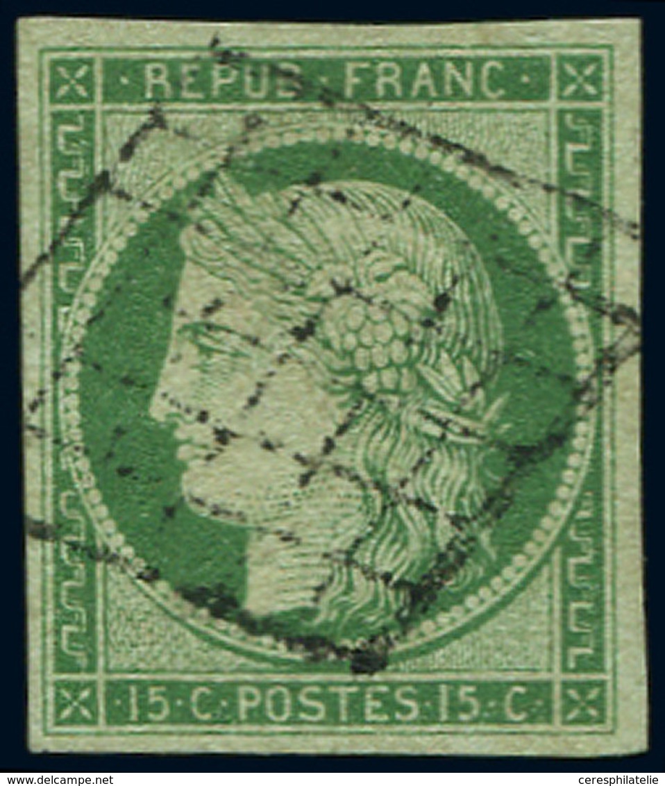 EMISSION DE 1849 - 2    15c. Vert, Très Belles Marges, Obl. GRILLE Légère, TTB. C - 1849-1850 Ceres