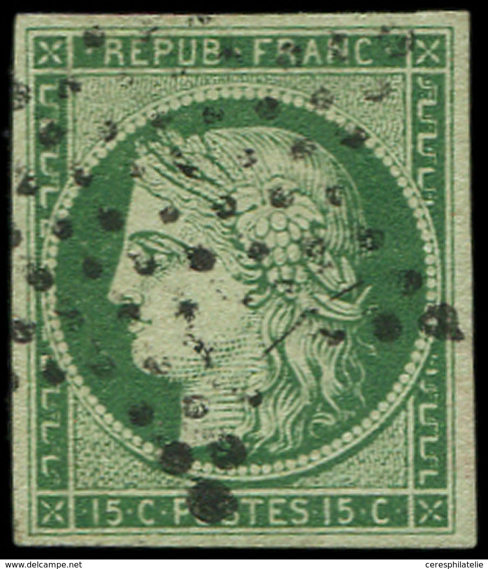 EMISSION DE 1849 - 2b   15c. Vert FONCE, Obl. ETOILE, TTB. Br - 1849-1850 Ceres
