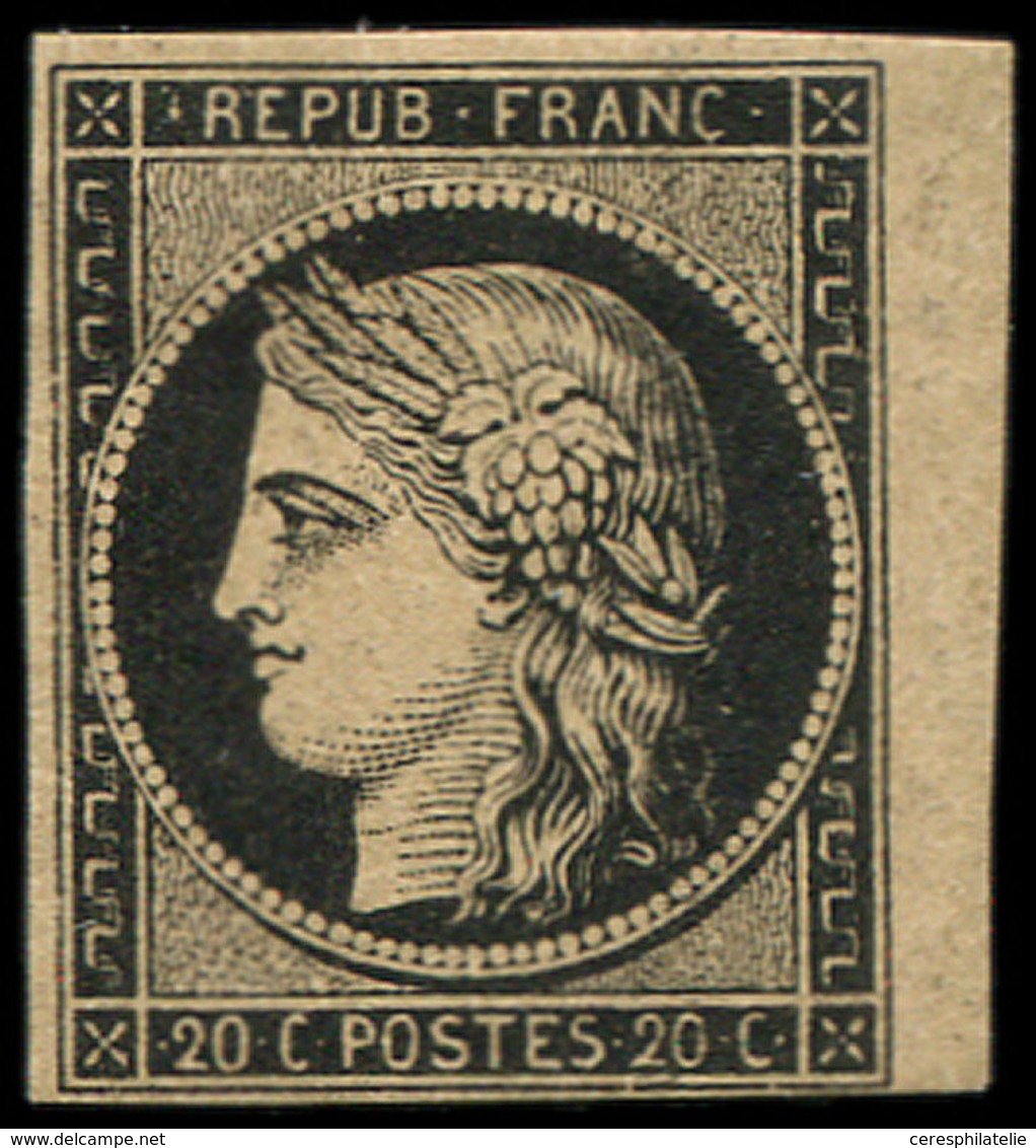 * EMISSION DE 1849 - 3b   20c. Noir Sur CHAMOIS, Bdf, TB - 1849-1850 Cérès