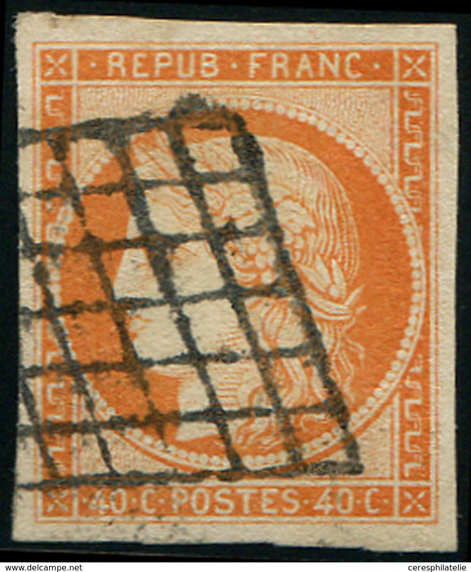 EMISSION DE 1849 - 5    40c. Orange, Obl. GRILLE, Grandes Marges, TTB - 1849-1850 Cérès