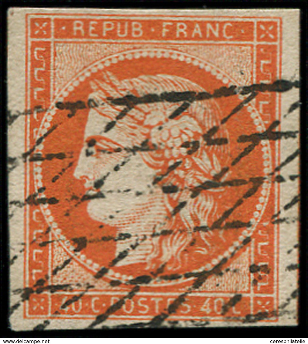 EMISSION DE 1849 - 5    40c. Orange, Oblitéré GRILLE SANS FIN, TB. J - 1849-1850 Ceres
