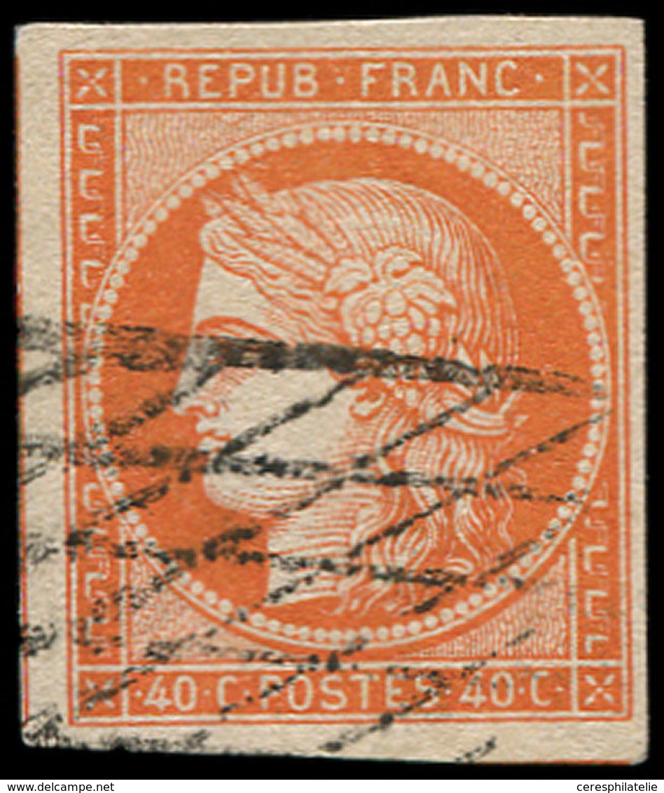 EMISSION DE 1849 - 5    40c. Orange, Obl. GRILLE SANS FIN, TB - 1849-1850 Ceres