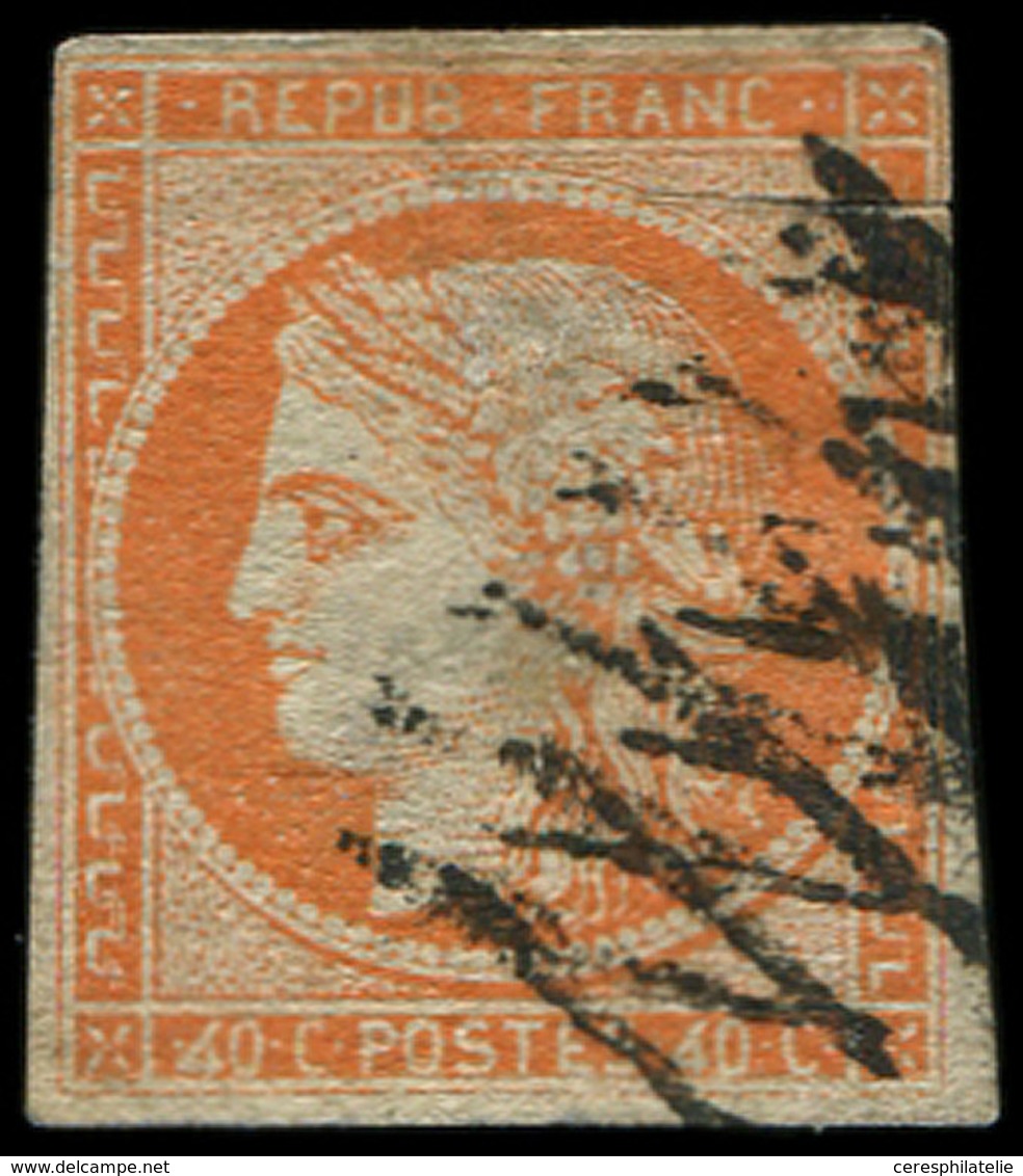 EMISSION DE 1849 - 5d   40c. Orange, 4 RETOUCHE, Case 146, Obl., Aminci Mais Bonne Pièce D'attente, Certif. Calves - 1849-1850 Ceres