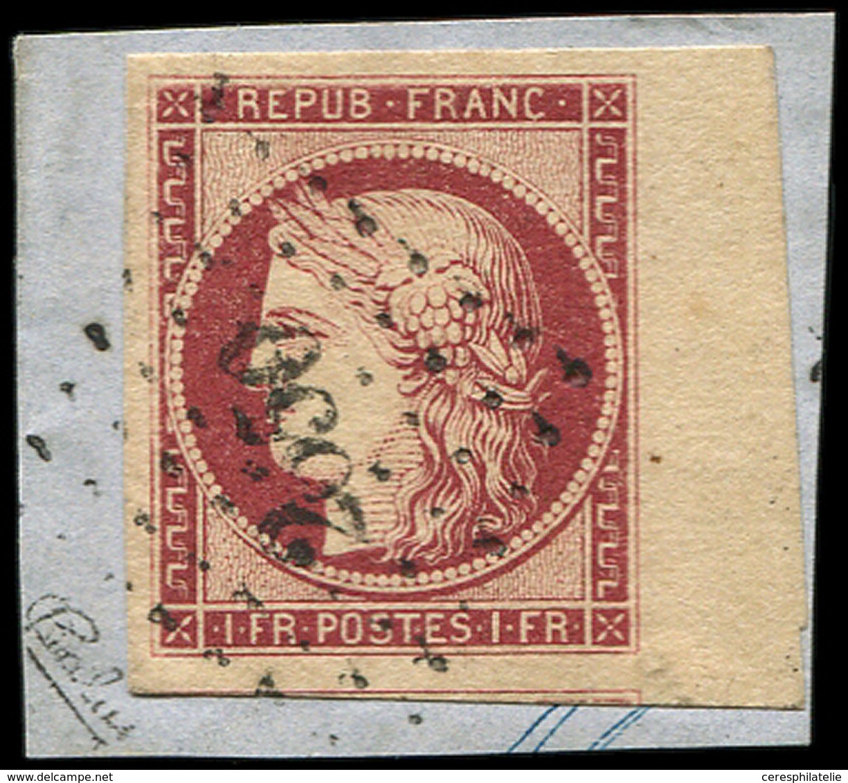 EMISSION DE 1849 - 6     1f. Carmin, Bdf, Obl. PC 2650 S. Fragt, TTB/Superbe. C - 1849-1850 Cérès