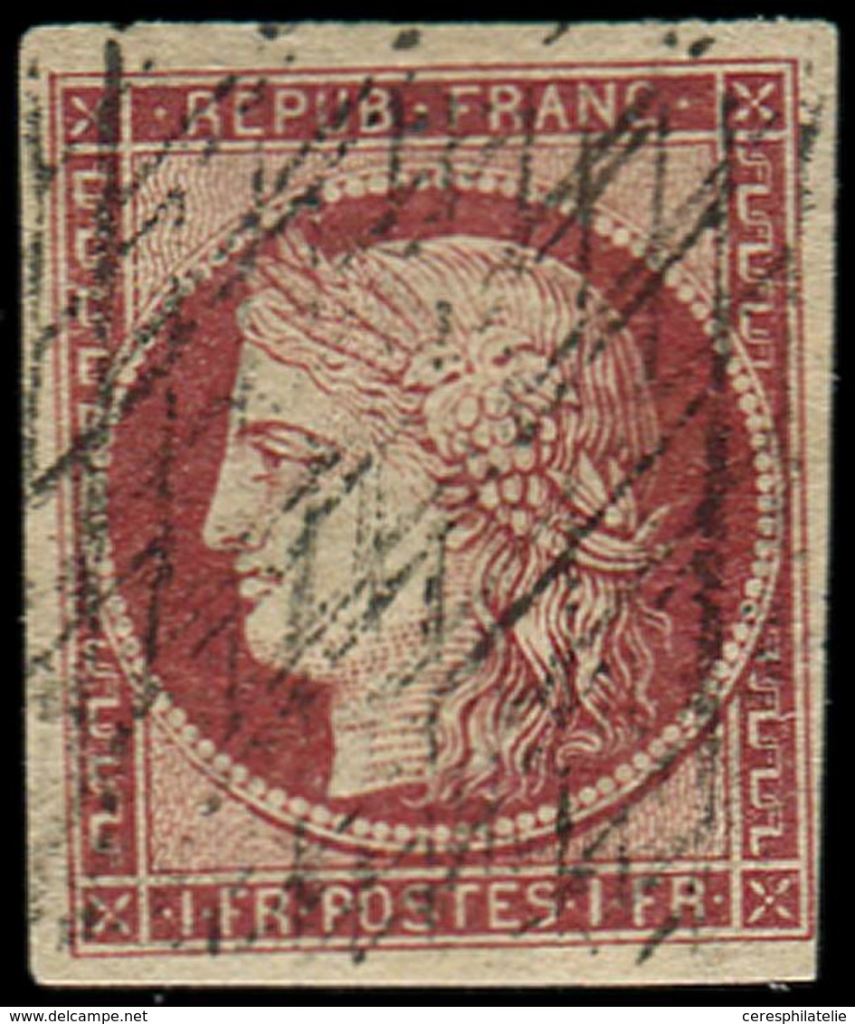 EMISSION DE 1849 - 6     1f. Carmin, Oblitéré GRILLE SANS FIN, TB. C - 1849-1850 Ceres