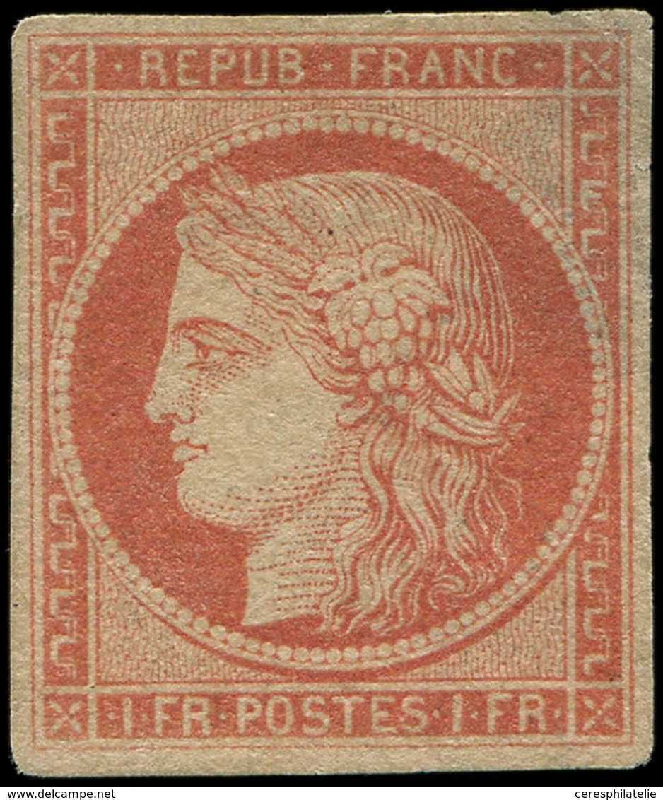 (*) EMISSION DE 1849 - 7A    1f. Vermillon Pâle, "Vervelle", Aminci Habituel Mais Aspect TTB. C - 1849-1850 Cérès