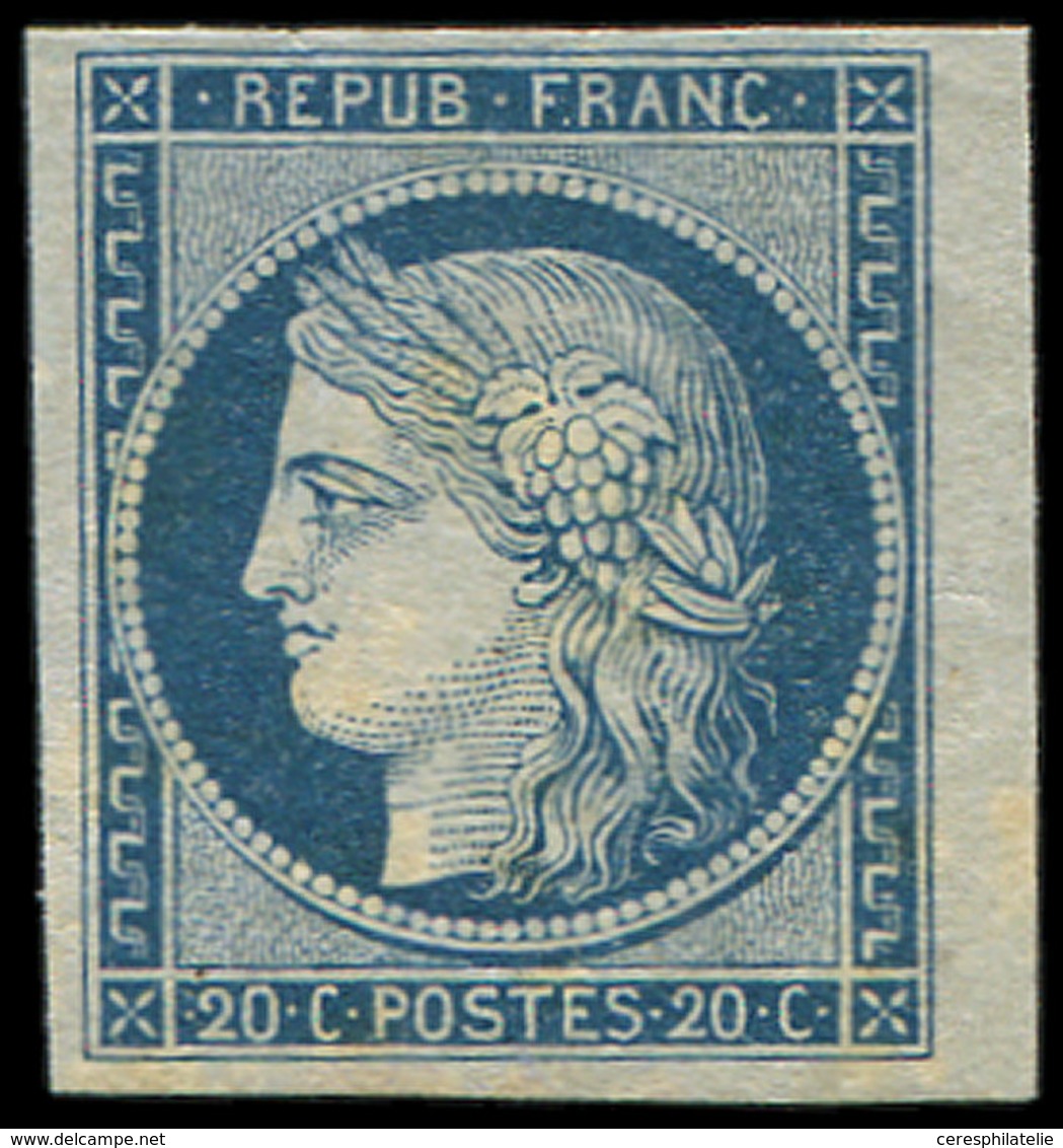 (*) EMISSION DE 1849 - 8b   20c. Bleu Sur Azuré Dit "Astruc", Petit Bdf, TB. J - 1849-1850 Ceres