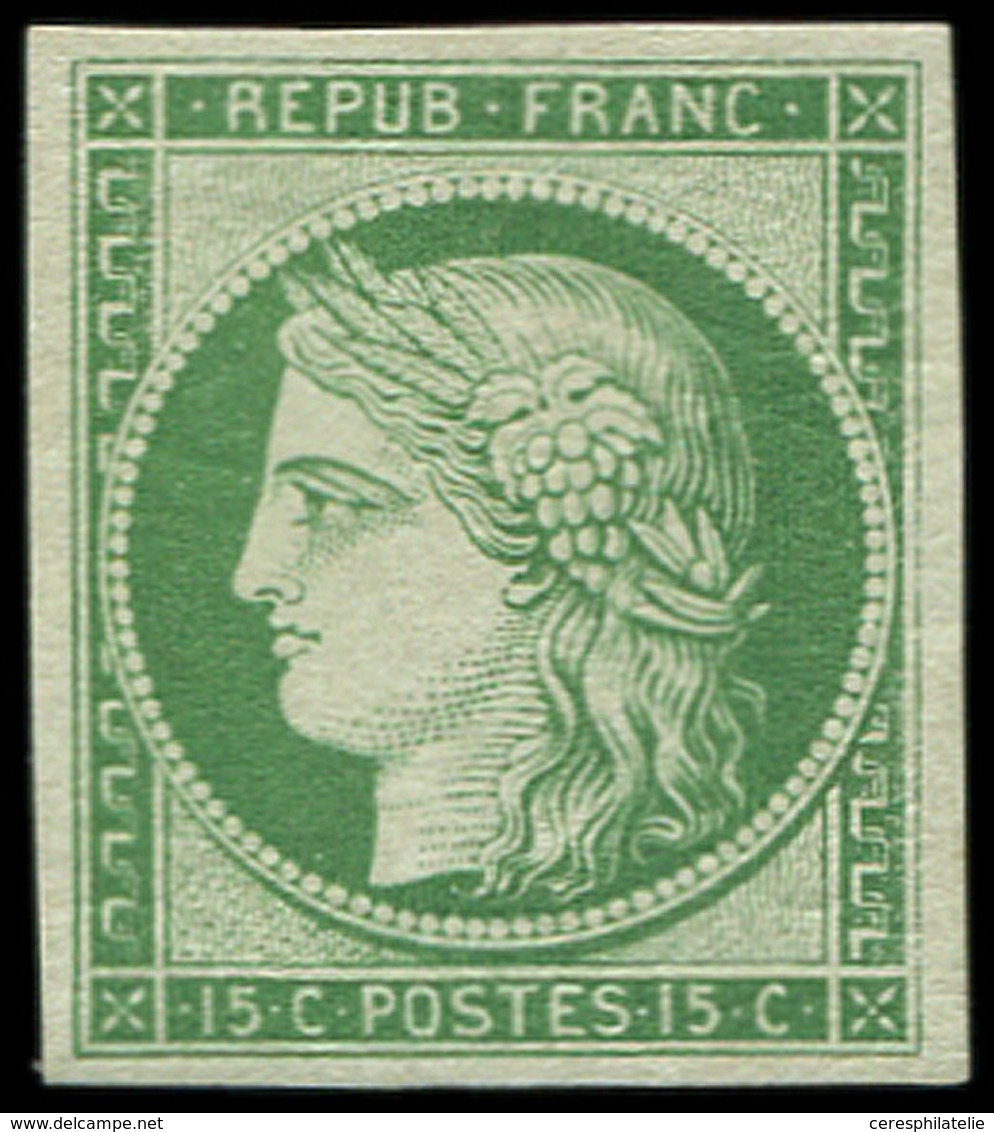 ** EMISSION DE 1849 - R2e  15c. Vert Vif Clair, REIMPRESSION, Fraîcheur Postale, Superbe - 1849-1850 Ceres