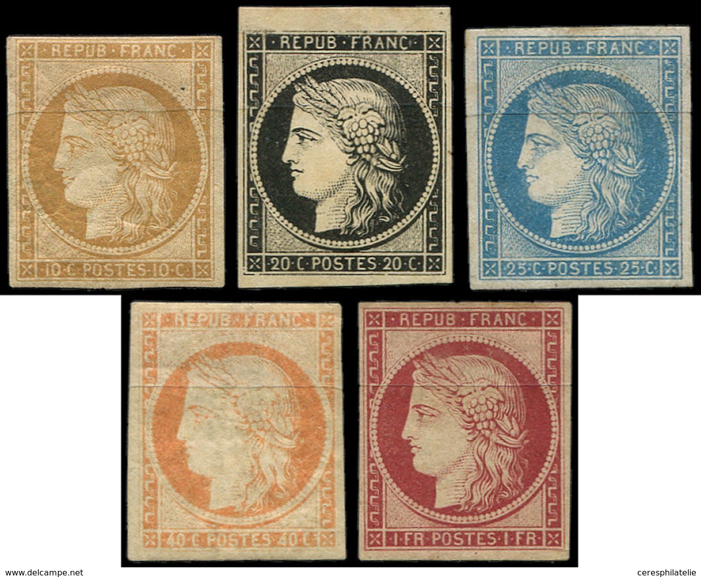 EMISSION DE 1849 - R1f, R3f, R4d, R5g Et R6f, REIMPRESSIONS, * Et (*), B/TB - 1849-1850 Ceres