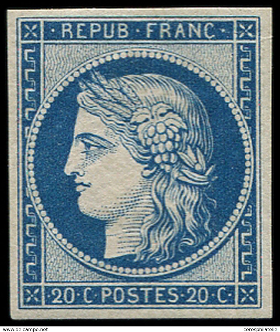 ** EMISSION DE 1849 - R8f  20c. Bleu, REIMPRESSION, TB - 1849-1850 Cérès