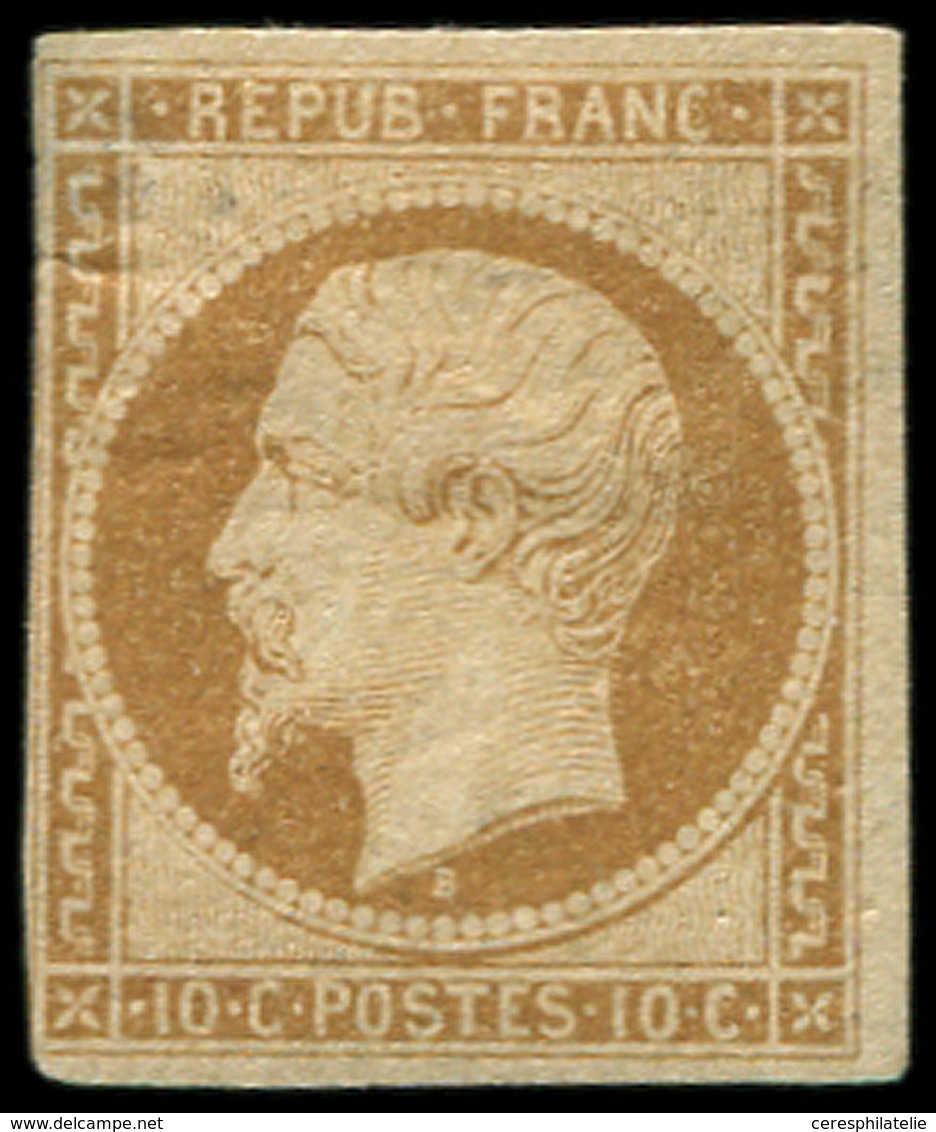 * PRESIDENCE - 9    10c. Bistre-jaune, Pelurage Dans Un Angle, Sinon Très Frais Et TB, Timbre Très RARE En Neuf Avec Sa  - 1852 Louis-Napoléon