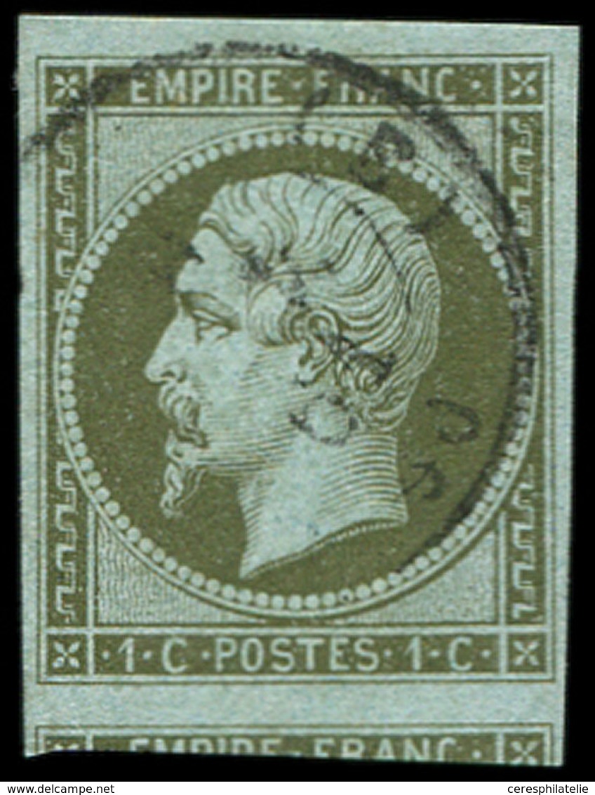 EMPIRE NON DENTELE - 11    1c. Olive, Obl. Càd Léger, Voisin En Bas, TTB - 1853-1860 Napoléon III