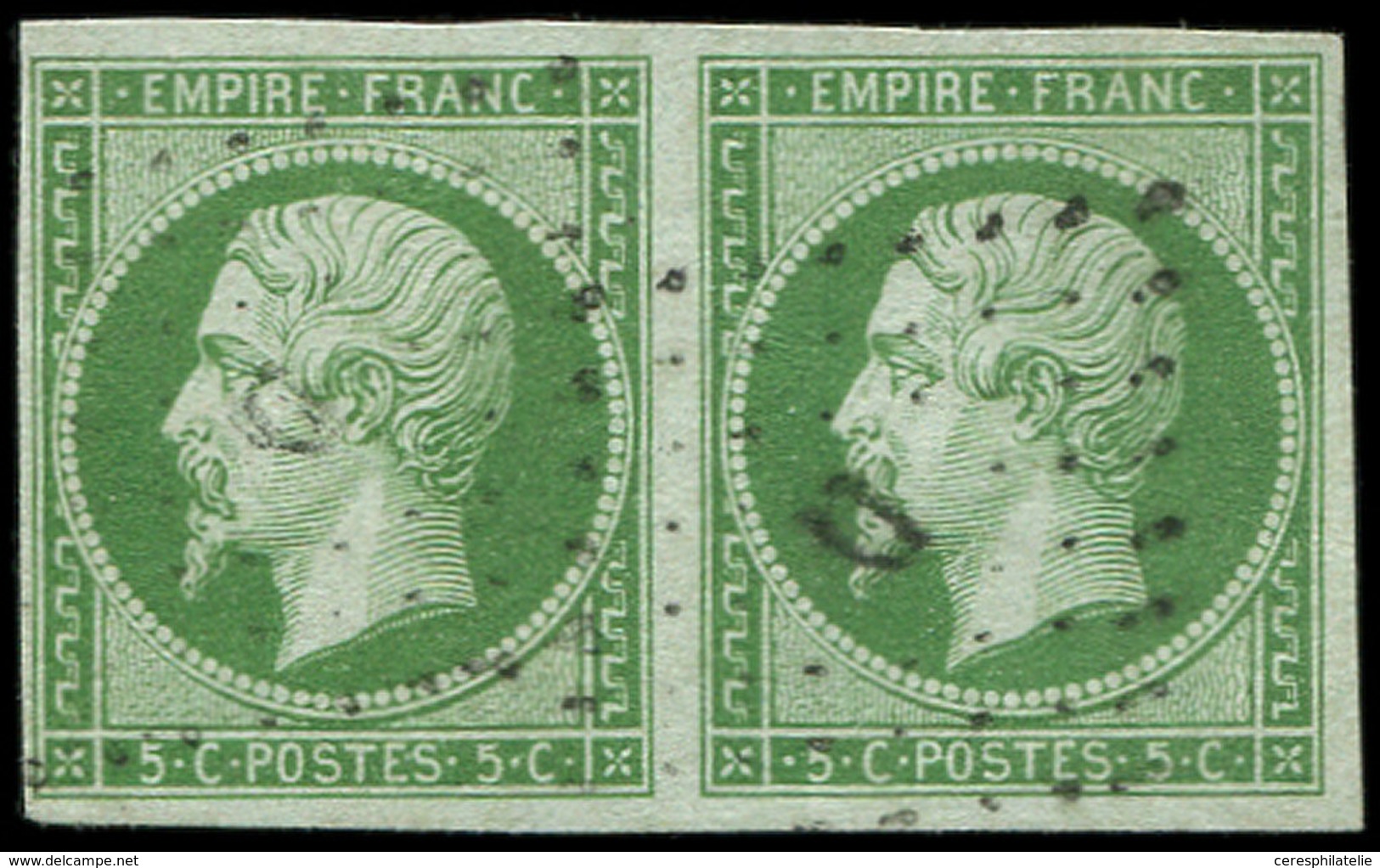 EMPIRE NON DENTELE - 12b   5c. Vert Foncé, PAIRE Obl., TB - 1853-1860 Napoléon III