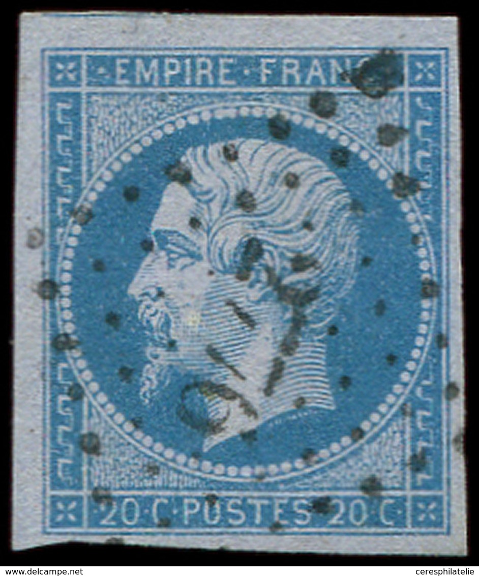 EMPIRE NON DENTELE - 14Ae 20c. Bleu Sur Lilas, T I, Obl. PC 2776, Frappe TTB. J - 1853-1860 Napoléon III