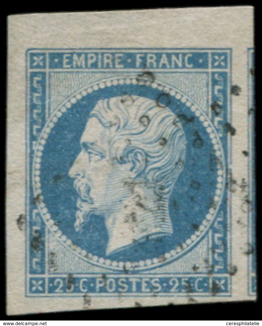 EMPIRE NON DENTELE - 15   25c. Bleu, Oblitéré PC, Grandes Marges, Voisin à Droite, Petit Bdf, Superbe - 1853-1860 Napoléon III.