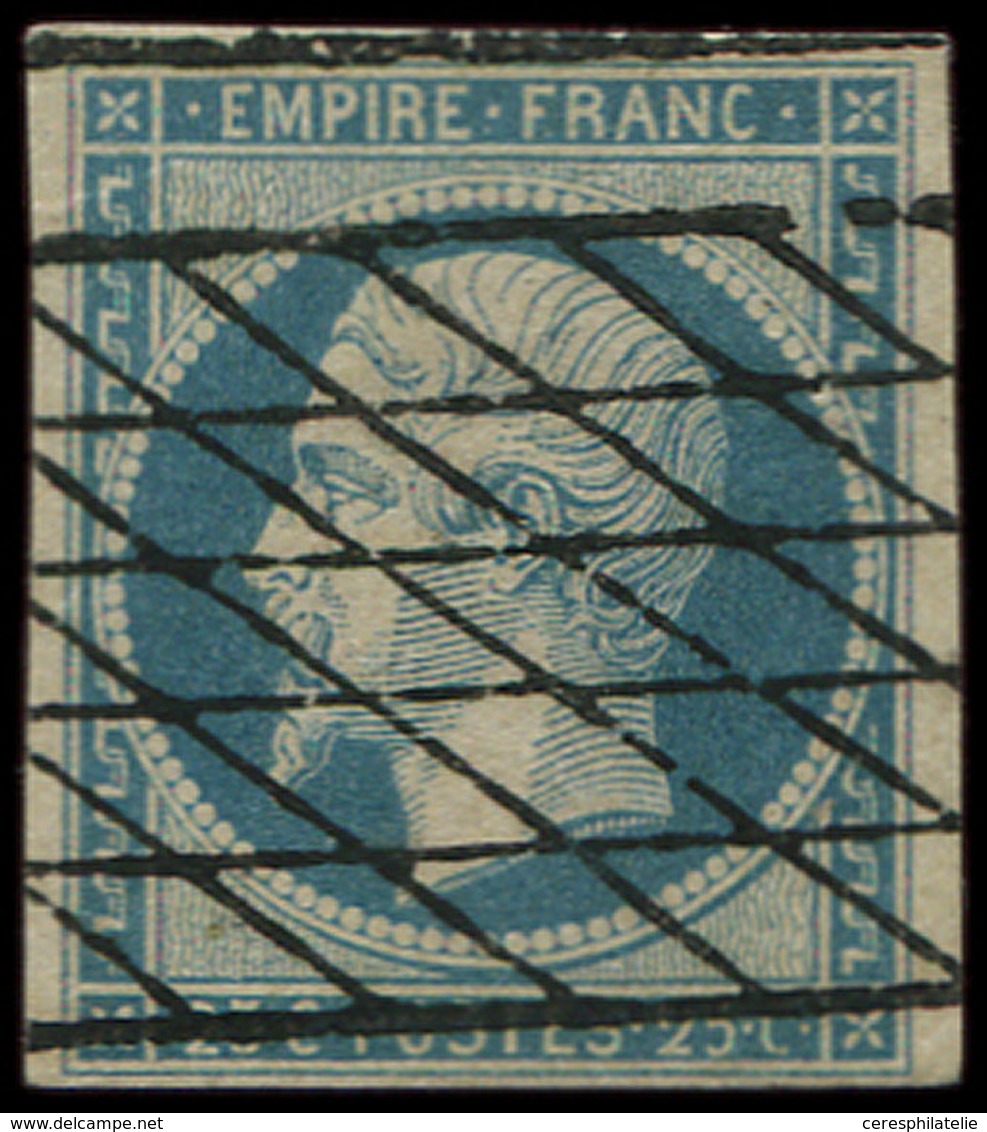 EMPIRE NON DENTELE - 15   25c. Bleu, Obl. GRILLE SANS FIN, TB - 1853-1860 Napoléon III.