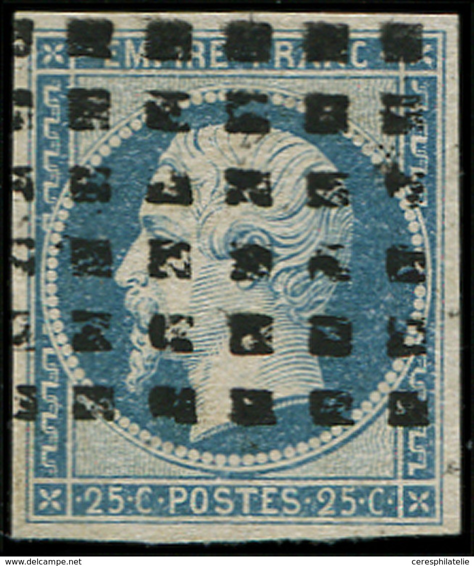 EMPIRE NON DENTELE - 15   25c. Bleu, Obl. GROS POINTS, TB - 1853-1860 Napoléon III