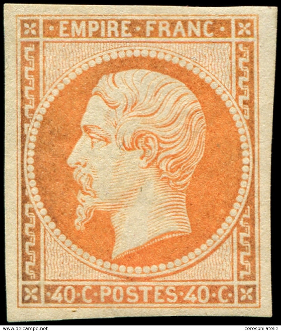 ** EMPIRE NON DENTELE - 16   40c. Orange, Frais Et TB, Certif. Calves - 1853-1860 Napoleone III