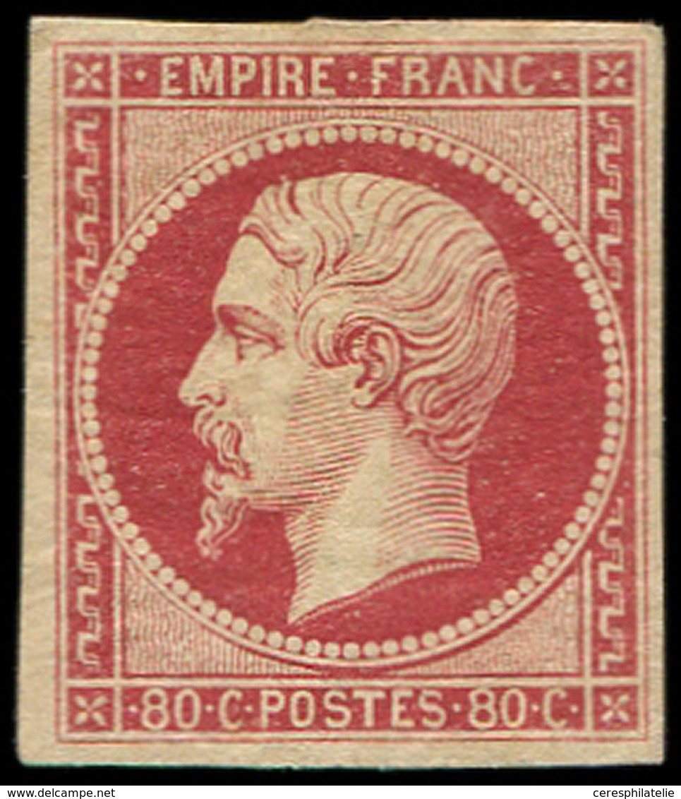 * EMPIRE NON DENTELE - 17Ba 80c. Rose Vif, Légères Rousseurs, Sinon TB, Certif. Calves - 1853-1860 Napoléon III