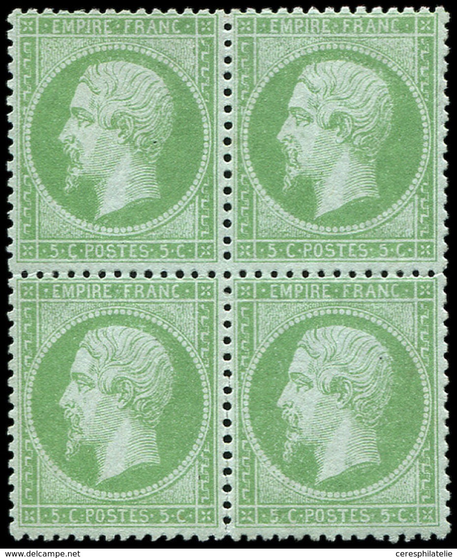* EMPIRE DENTELE - 20    5c. Vert, BLOC De 4 Bien Centré, Quasi **, TB. J - 1862 Napoléon III.