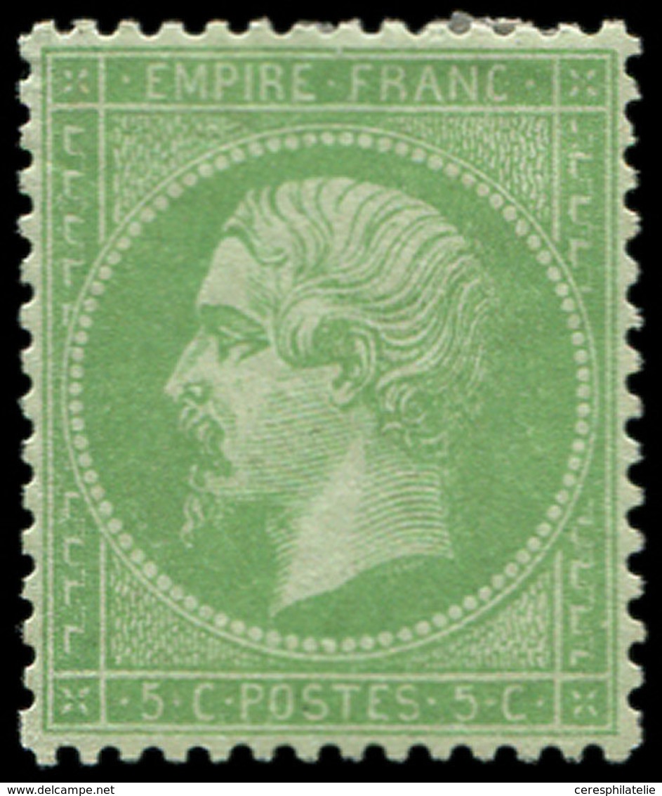 * EMPIRE DENTELE - 20b   5c. Vert-jaune Sur Verdâtre, Centrage Parfait, TTB, Cote Et N° Maury - 1862 Napoléon III.