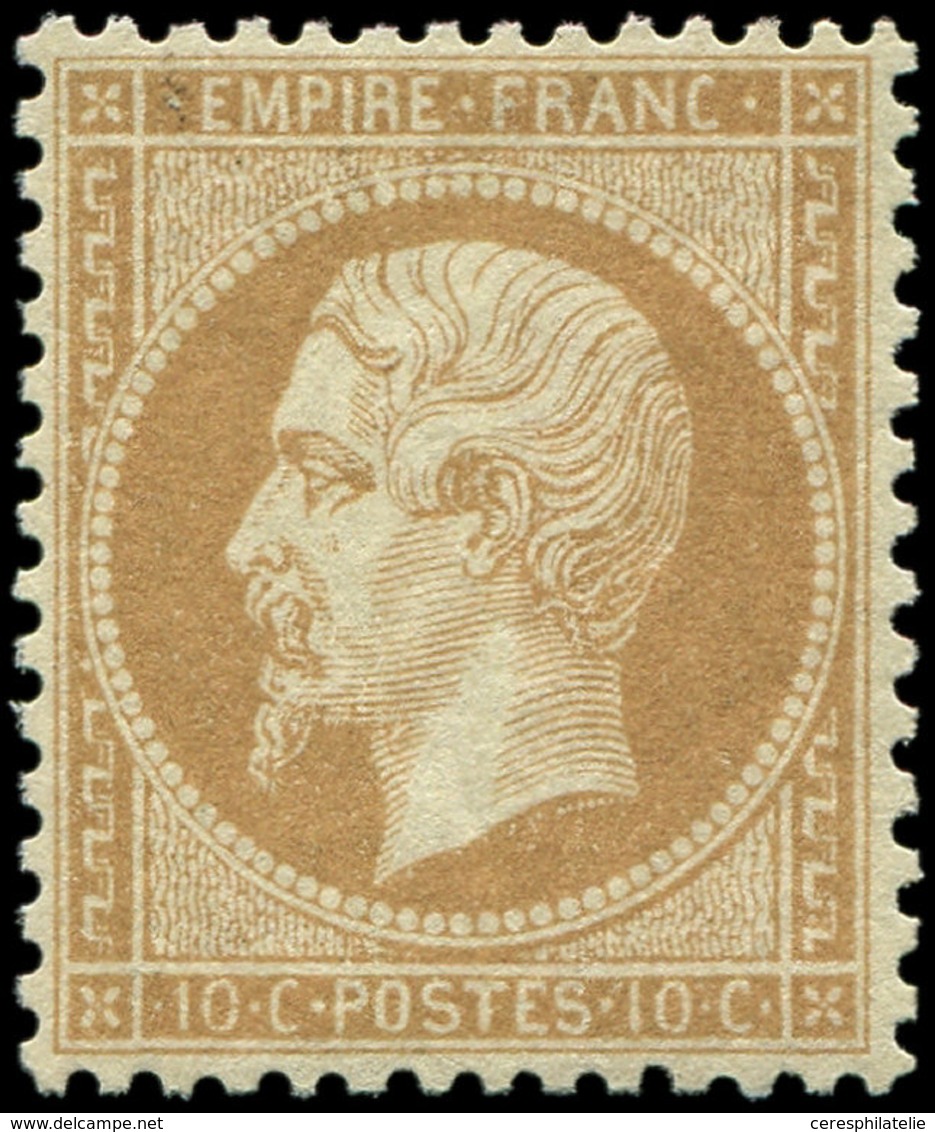 ** EMPIRE DENTELE - 21   10c. Bistre, Centrage Parfait, Fraîcheur Postale, Superbe - 1862 Napoléon III.