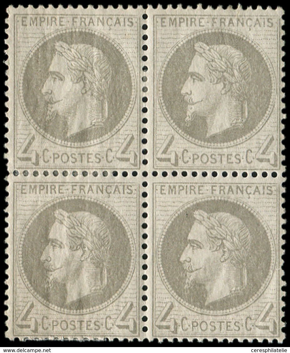 * EMPIRE LAURE - 27Bd  4c. Gris-jaunâtre, T II, BLOC De 4 Bien Centré, TB - 1863-1870 Napoléon III. Laure