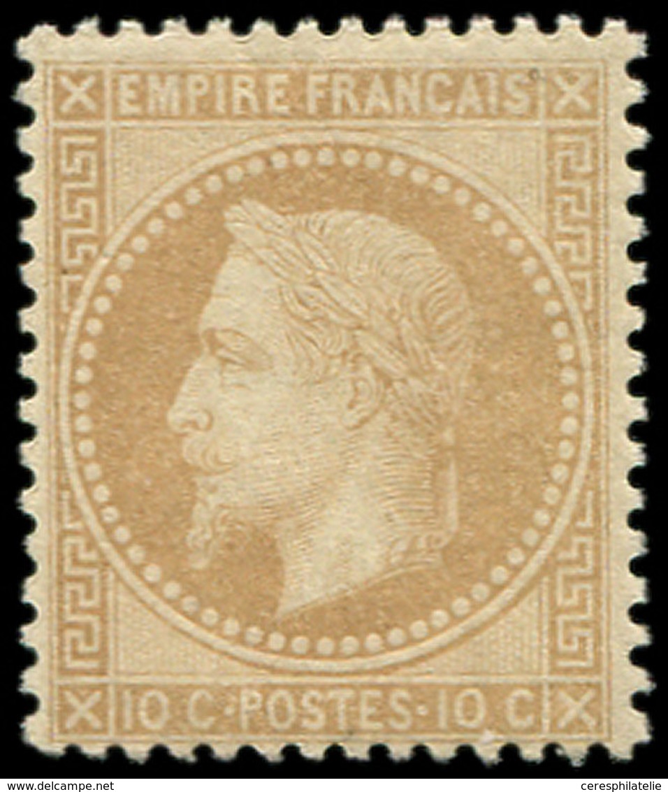 ** EMPIRE LAURE - 28B  10c. Bistre T II, Un Point D'adh. Sans Importance, TB - 1863-1870 Napoléon III Lauré