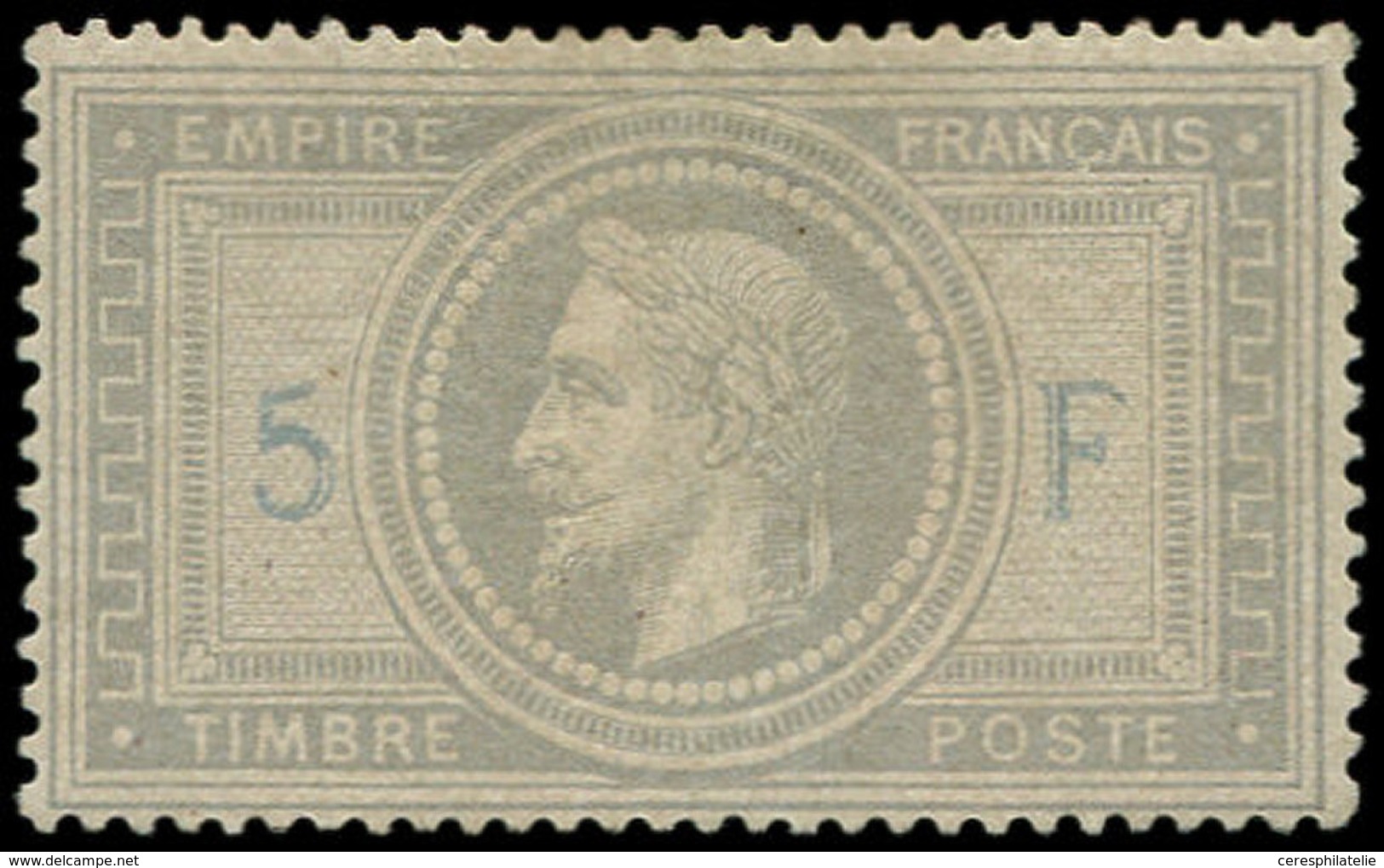 * EMPIRE LAURE - 33A   5f. Violet-gris, 5 Et F En BLEU, Ch. Un Peu Forte Mais Cependant TB - 1863-1870 Napoléon III Lauré