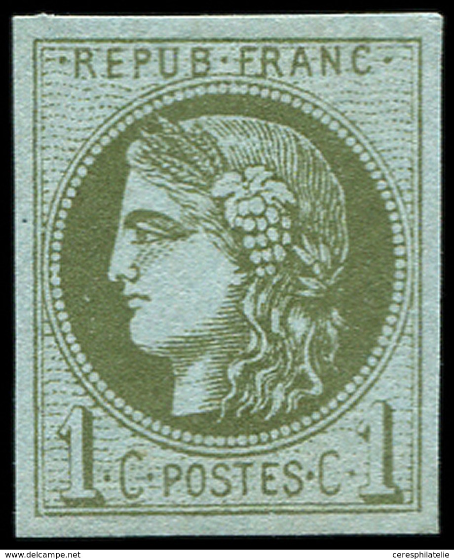 * EMISSION DE BORDEAUX - 39B   1c. Olive, R II, Ch. Légère, TTB - 1870 Emission De Bordeaux