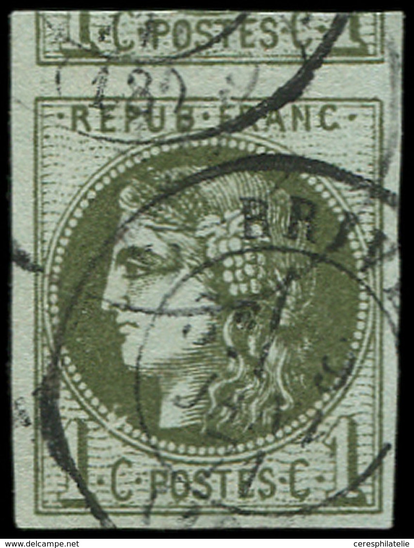 EMISSION DE BORDEAUX - 39A   1c. Olive, R I, Position 10, Obl. Càd T17 BRIVES 9/1/71, Voisin En Haut, TTB - 1870 Ausgabe Bordeaux