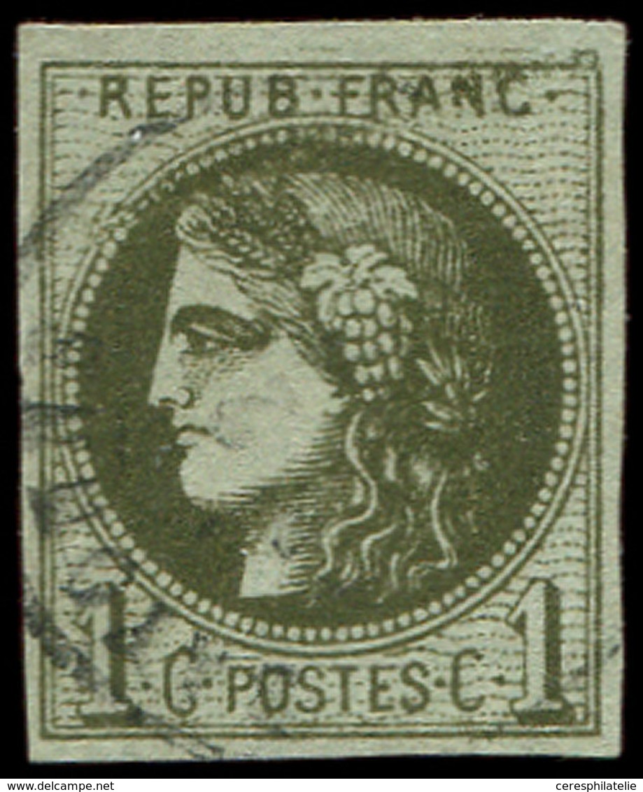 EMISSION DE BORDEAUX - 39A   1c. Olive, R I, Obl. Càd, TB - 1870 Emission De Bordeaux