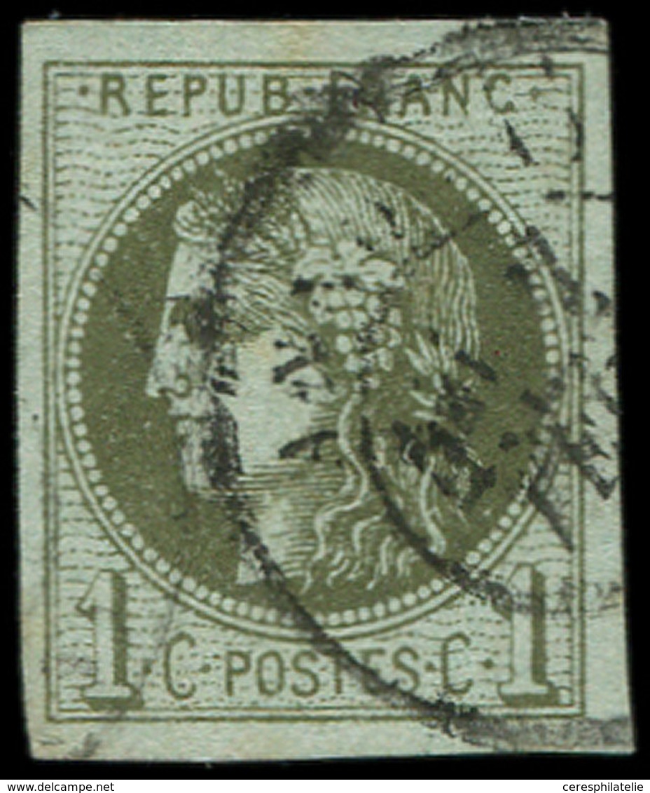 EMISSION DE BORDEAUX - 39B   1c. Olive, R II, Obl. Càd, TB - 1870 Ausgabe Bordeaux