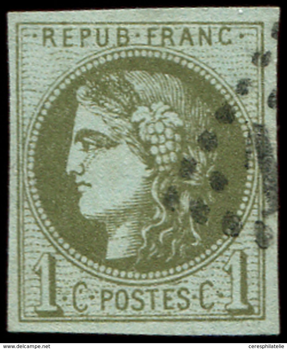 EMISSION DE BORDEAUX - 39C   1c. Olive, R III, Obl. GC, Effigie Dégagée, TTB - 1870 Emission De Bordeaux