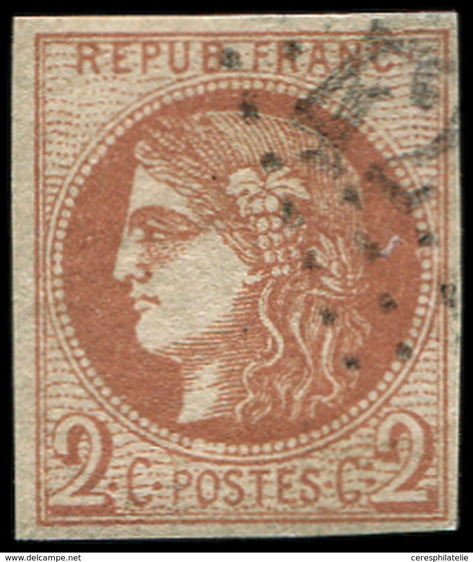 EMISSION DE BORDEAUX - 40B   2c. Brun-rouge, R II, Obl. GC, Effigie Dégagée, TB/TTB. Br - 1870 Ausgabe Bordeaux