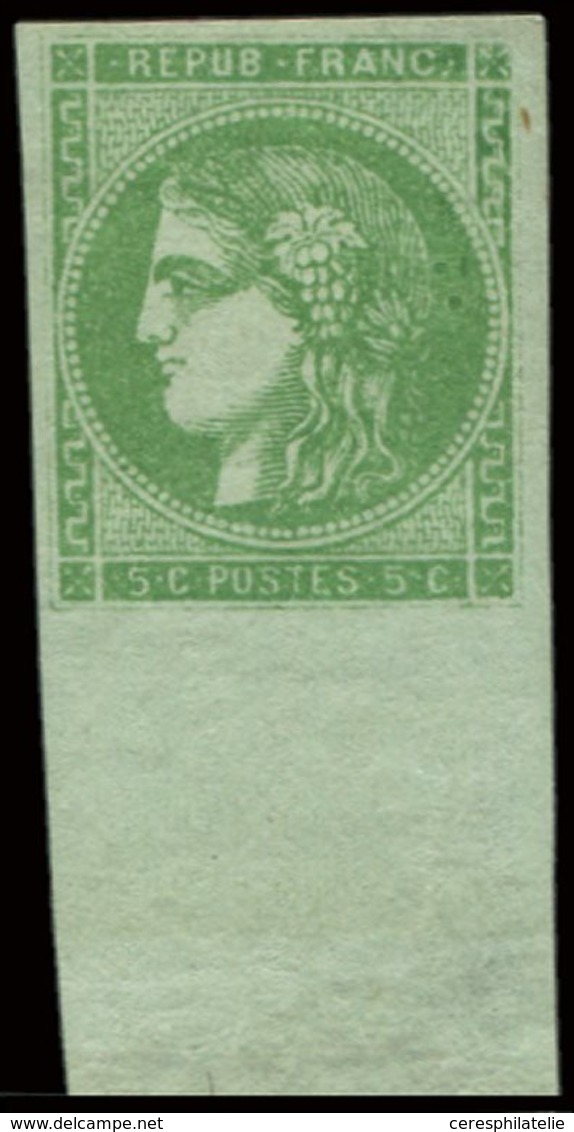 * EMISSION DE BORDEAUX - 42B   5c. Vert-jaune, R II 2e état, BORD De FEUILLE, TTB, C. Et Br - 1870 Ausgabe Bordeaux