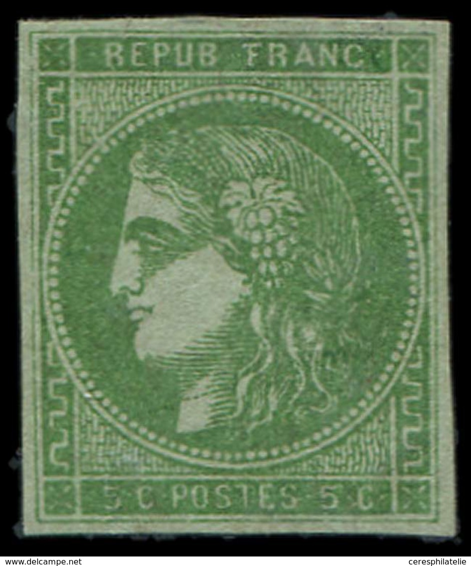 (*) EMISSION DE BORDEAUX - 42B   5c. Vert-jaune, R II, 1er état, 1er Tirage, Neuf Sans Gomme, TB - 1870 Emission De Bordeaux