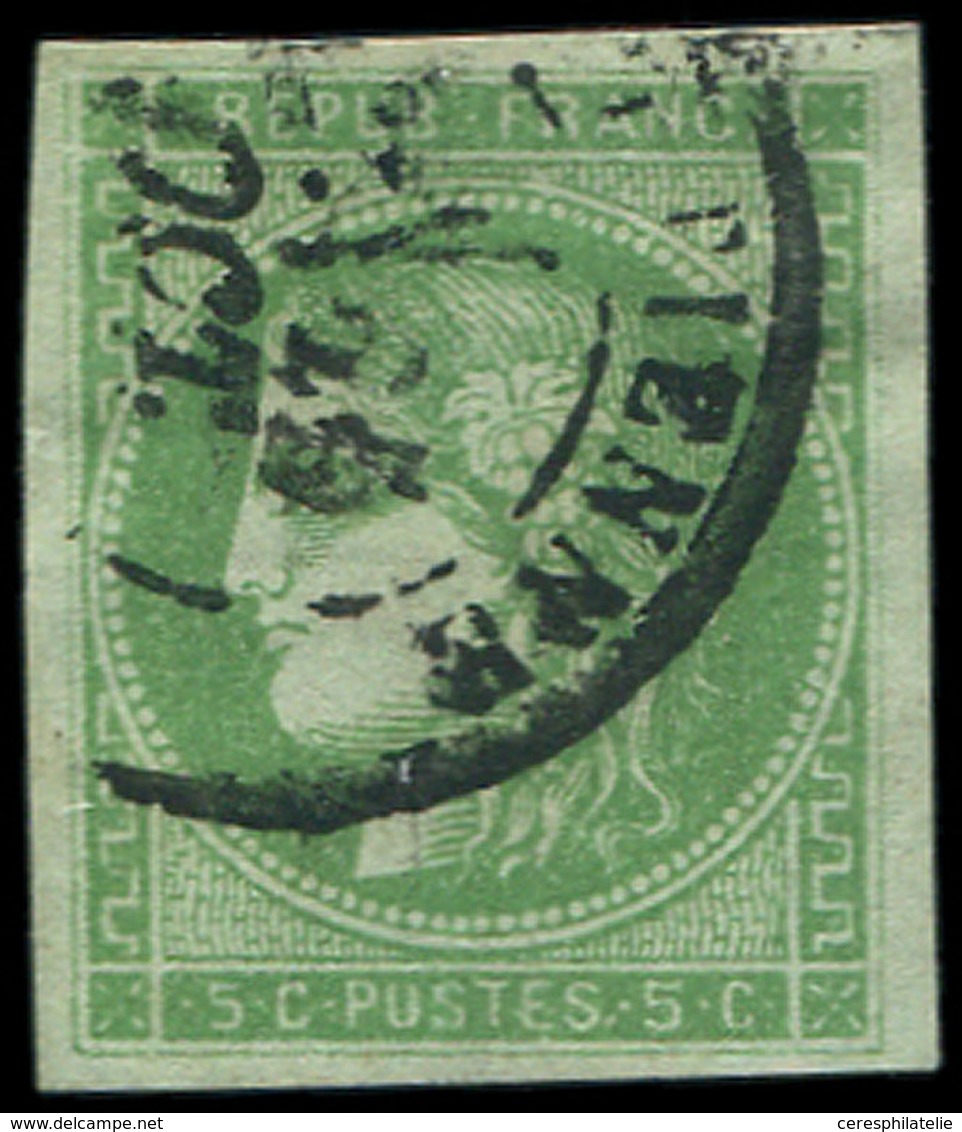 EMISSION DE BORDEAUX - 42B   5c. Vert-jaune, R II, 2e état, Obl. Càd T17 ST ETIENNE, TB, Cote Maury - 1870 Ausgabe Bordeaux