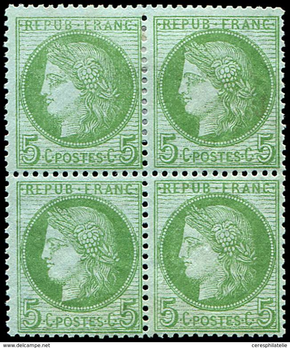 * CERES DENTELE - 53    5c. Vert-jaune Sur Azuré, BLOC De 4, TB - 1871-1875 Cérès