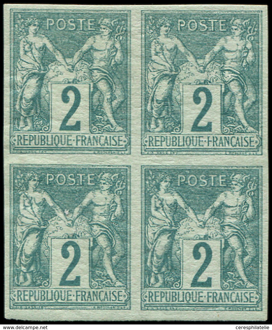 * TYPE SAGE - 62a   5c. Vert, BLOC De 4 NON DENTELE, Quasi **, TB. Br - 1876-1878 Sage (Type I)