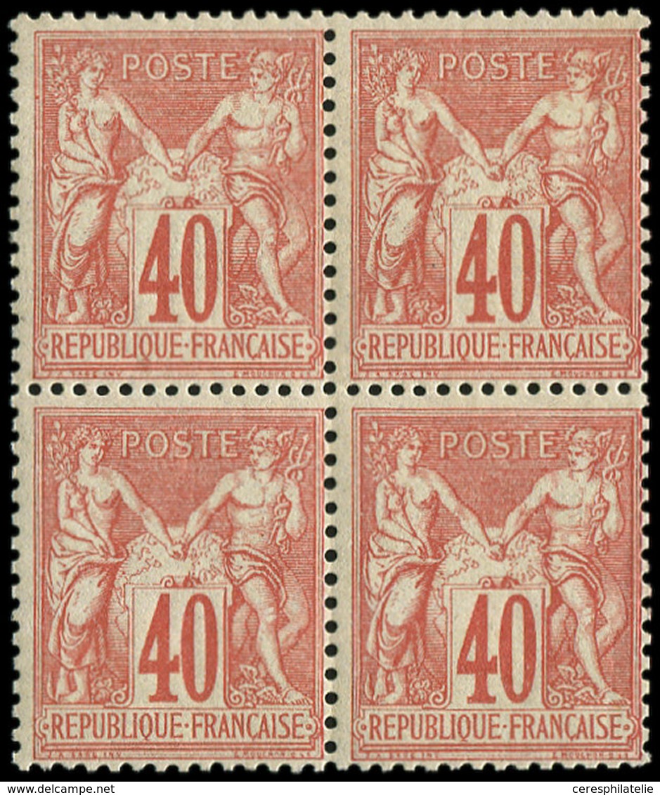 ** TYPE SAGE - 70   40c. Rouge-orange, BLOC De 4, Inf. Adh. S. La Paire Supérieure, TB - 1876-1878 Sage (Type I)